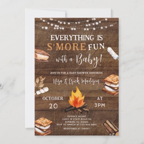 Everything is Smore Fun Camping Baby Shower  Invitation