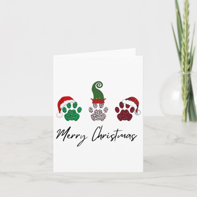 Everything Italian Greyhound Merry Christmas Paw P Card (Front)