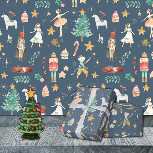 Everything Nutcracker Christmas Dusk Blue Wrapping Paper