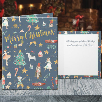 Everything Nutcracker Gold Merry Christmas Blue Holiday Card by TuxedoRoyale at Zazzle