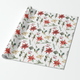 Everything Poinsettias Holly & Pine Wrapping Paper