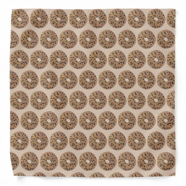 Everything Poppy Sesame Seed Bagel Breakfast Food Bandana (Front)