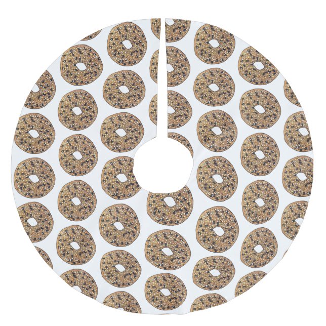 Everything Poppy Sesame Seed Bagel Breakfast Food Brushed Polyester Tree Skirt (Front)