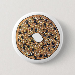 Everything Poppy Sesame Seed Bagel Breakfast Food Button