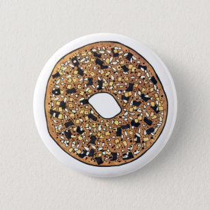 Everything Poppy Sesame Seed Bagel Breakfast Food Button