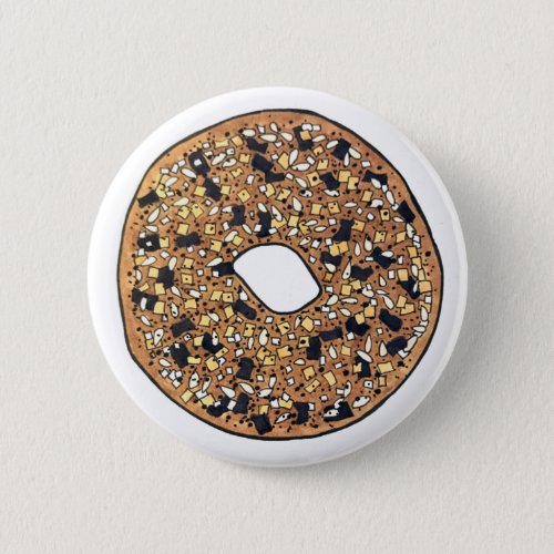 Everything Poppy Sesame Seed Bagel Breakfast Food Button