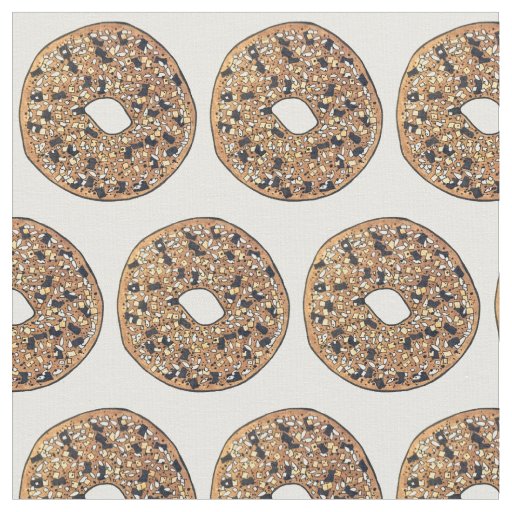 Everything Poppy Sesame Seed Bagel Breakfast Food Fabric