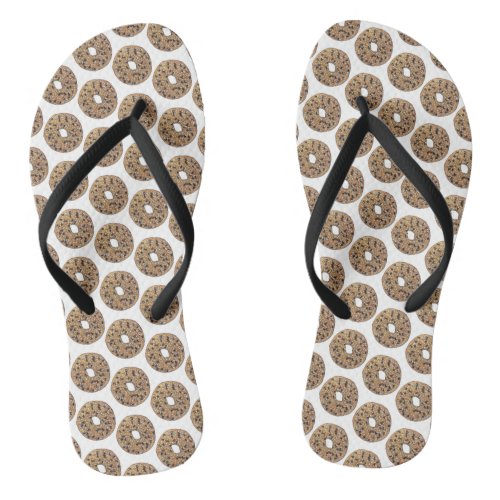 Everything Poppy Sesame Seed Bagel Breakfast Food Flip Flops