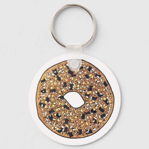 Everything Poppy Sesame Seed Bagel Breakfast Food Keychain