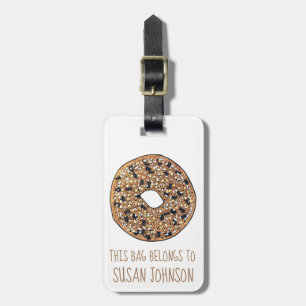 Everything Poppy Sesame Seed Bagel Breakfast Food Luggage Tag