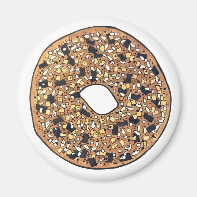 Everything Poppy Sesame Seed Bagel Breakfast Food Magnet (Front)