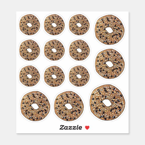 Everything Poppy Sesame Seed Bagel Breakfast Food Sticker