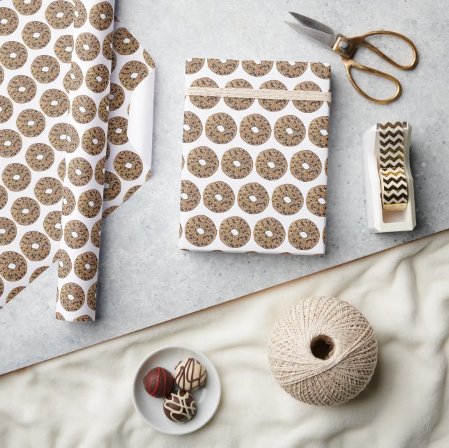 Everything Poppy Sesame Seed Bagel Breakfast Food Wrapping Paper (Crafts)