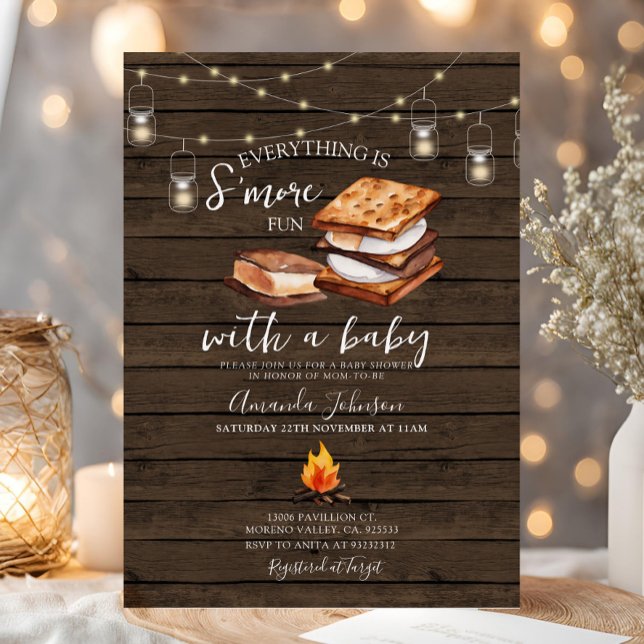 Everything S'more Fun Wood Baby Shower Invitation (Creator Uploaded)
