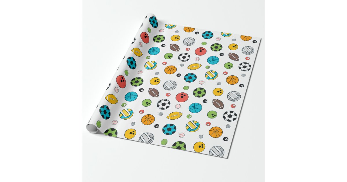Everything Sports Pattern | White Wrapping Paper | Zazzle