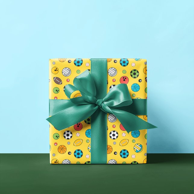 Everything Sports Pattern | Yellow Wrapping Paper (Creator Uploaded)