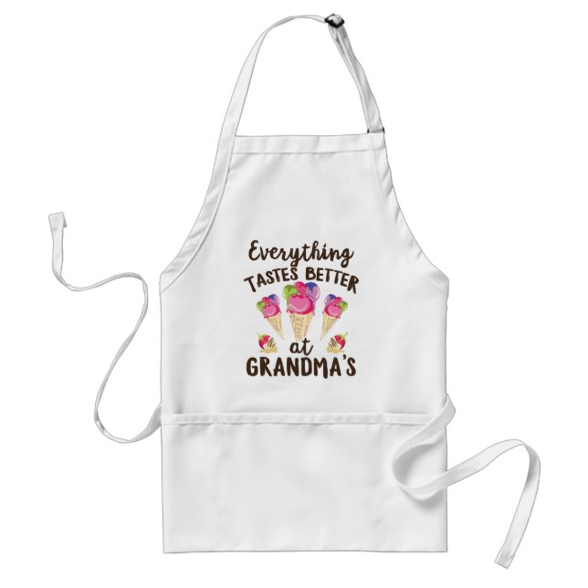 Everything Tastes Better at Grandma's Mothers Day Adult Apron (Front)