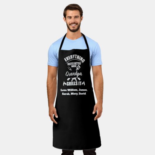 Everything Tastes Better When Grandpa Grills it Apron