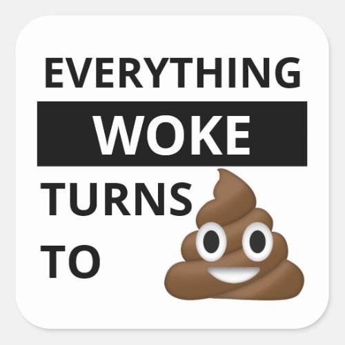 EVERYTHING WOKE TURNS TO ST poop emoji Square Sticker