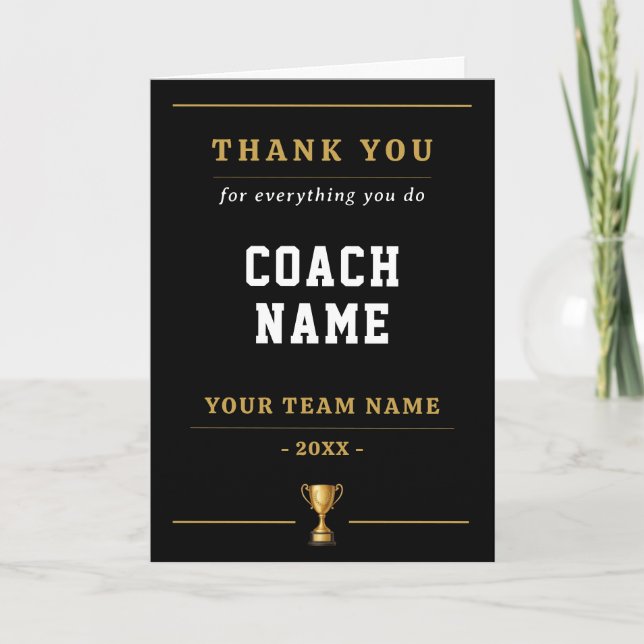 Everything You Do Trophy Coach Name Thank You Card (Front)