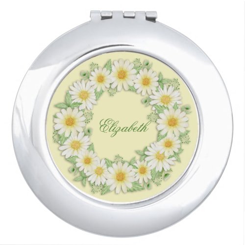 Everythings Coming Up Daisies Monogrammed Compact Mirror