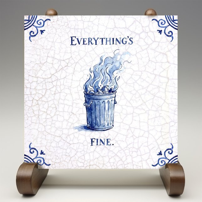 Everything's Fine Delft Blue Dutch Style  Ceramic Tile (Creator Uploaded)