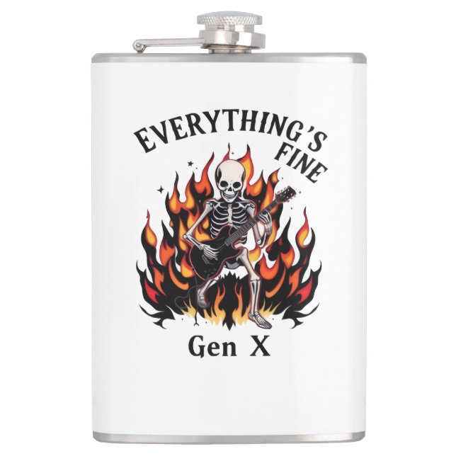 Everything's Fine Gen X - Vinyl Wrapped Flask (Front)