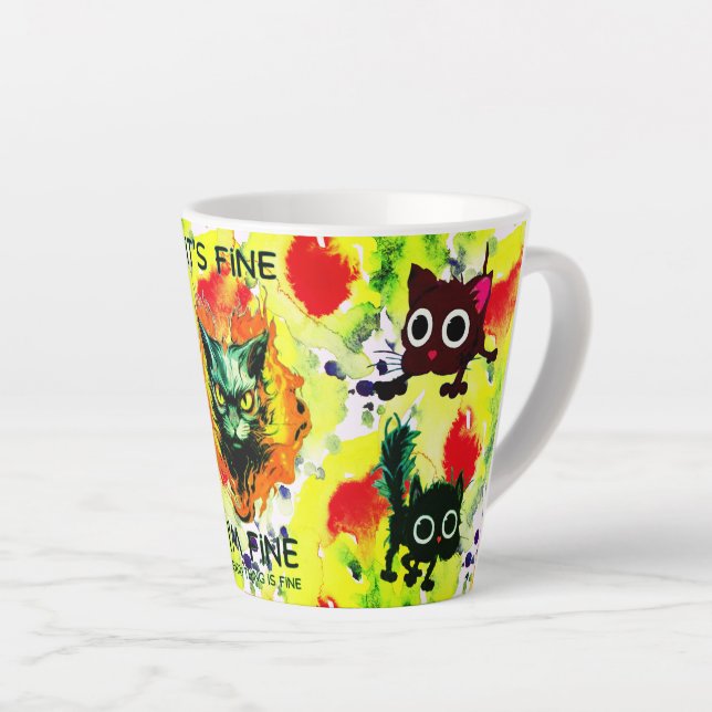 Everythings Fine Green, Red Speckled Mug  (Right Angle)