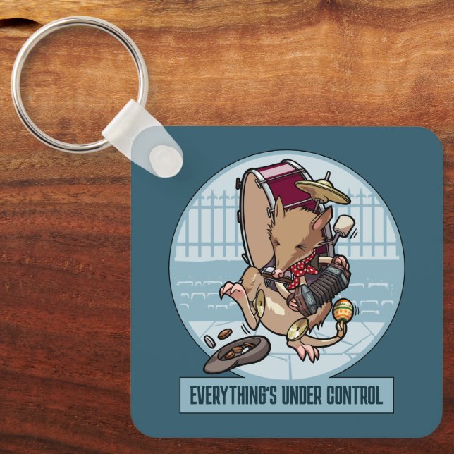 Everything's Under Control Bandicoot One Man Band Keychain (Front)