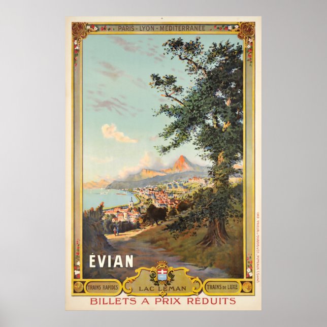 Evian, Lac Léman, Paris - Lyon - Méditerrannée Poster (Front)