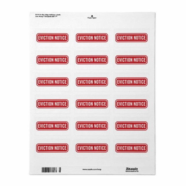 Eviction Notice Office  Label (Full Sheet)