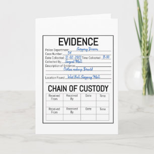Evidence chain of custody crime game role play fa card