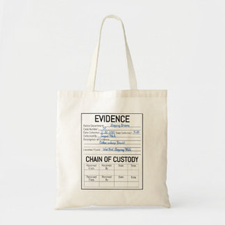 Evidence chain of custody crime game role play fa tote bag