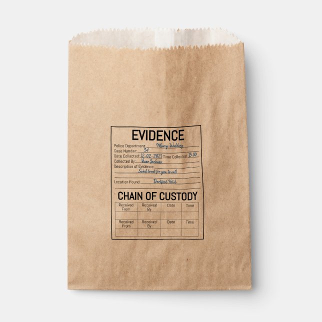 Evidence chain of custody crime game role play  favor bag (Front)