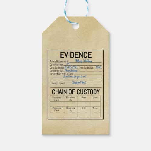 Evidence chain of custody crime game role true  gift tags