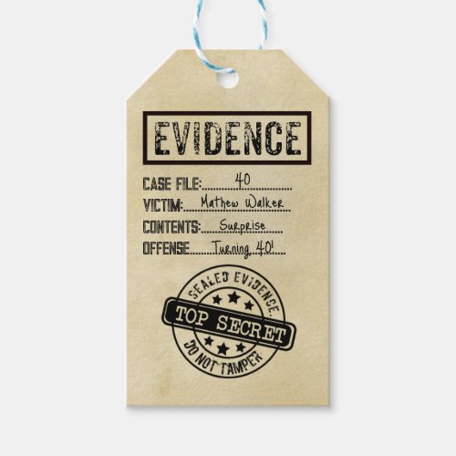 Evidence true crime murder mystery role play wine  gift tags