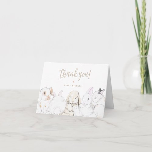 EVIE Cute Pastel Blush Baby Bunny Thank You Card