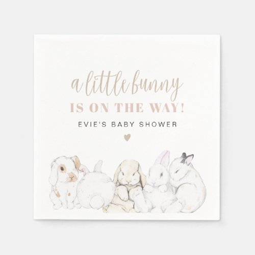 EVIE Cute Pastel Watercolor Bunny Baby Shower Napkins