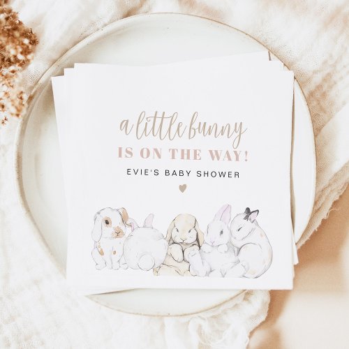 EVIE Cute Pastel Watercolor Bunny Baby Shower Napkins