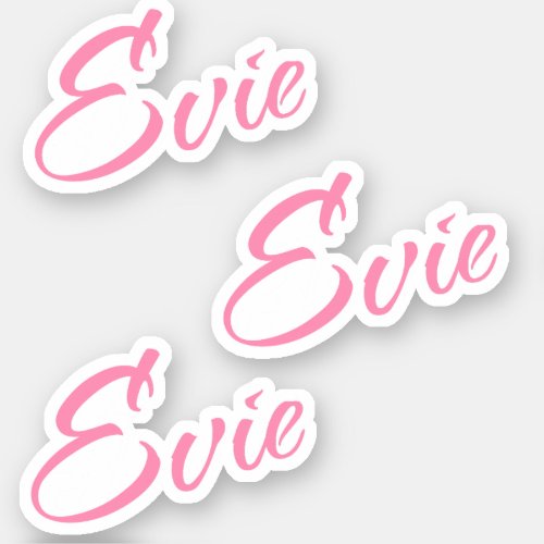 Evie Decorative Name in Pink x3 Sticker
