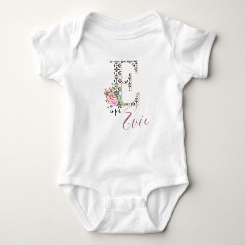 Evie Name Baby Outfit Letter E Romper Floral Girl