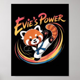 Evie's Power Red Panda Taekwondo Karate Blue Belt Poster