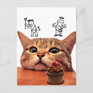 Evil and angel over head postcard