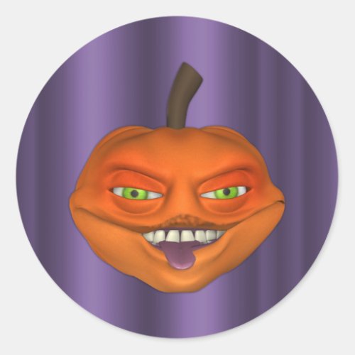 Evil and Funny Jack Olantern Halloween Classic Round Sticker