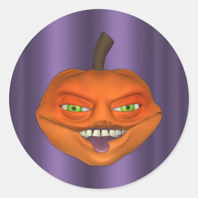 Evil and Funny Jack O'lantern Halloween Classic Round Sticker | Zazzle