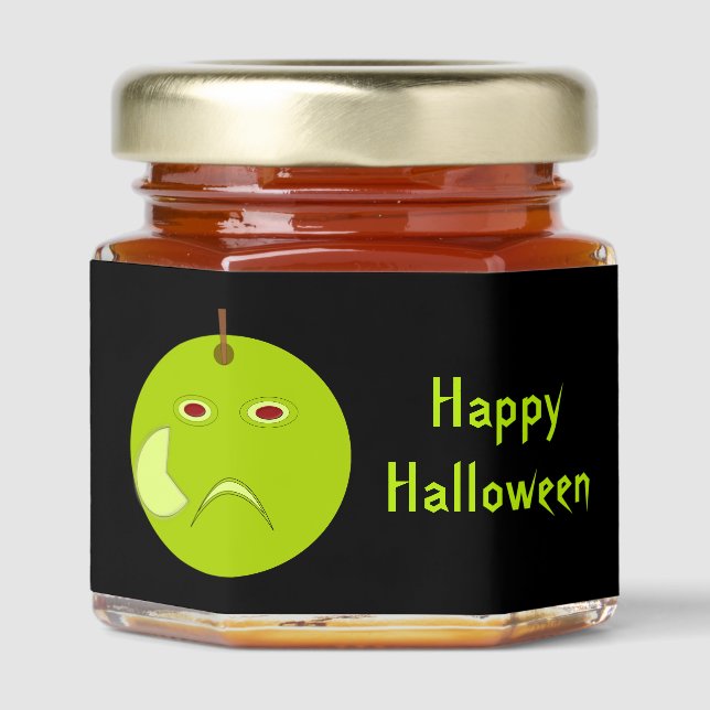 Evil Apple with Scar Halloween Custom Honey Jar Favors (Front)