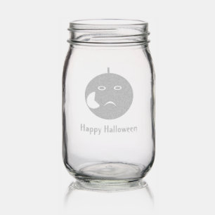 Evil Apple with Scar Halloween Custom Mason Jar