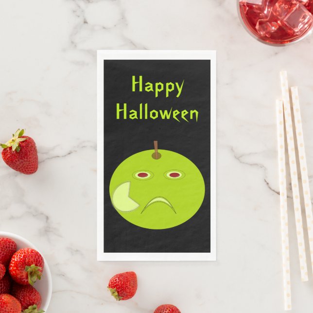 Evil Apple with Scar Halloween Custom Paper Guest Towels (Insitu)
