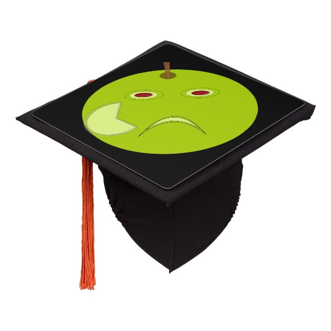 Evil Apple with Scar Halloween Graduation Cap Topper (Angled)