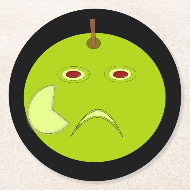 Evil Apple with Scar Halloween Paper Coasters (Front)